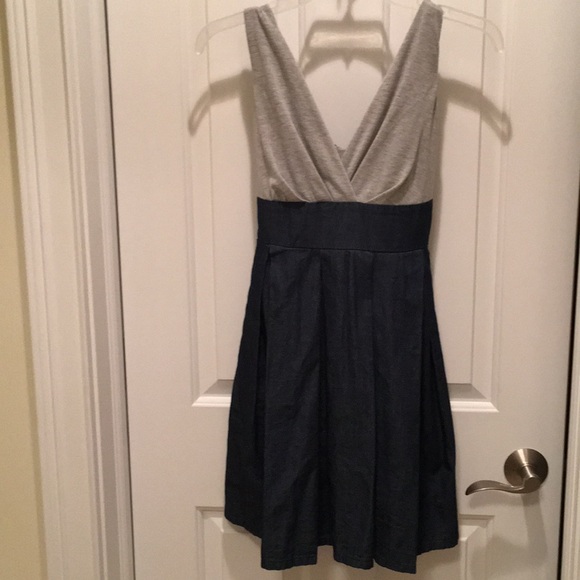 grass collection Dresses & Skirts - Sleeveless Gray & Denim Fit & Flare Dress